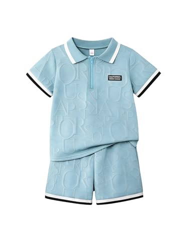Image of Yoxindax Boys Clothes 2-Piece Casual Street Style Turn-Down Collar Half Zip Kids 4-12 Years Teen Boys Summer Outfits