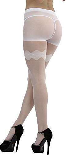 Image of ToBeInStyle Women's Faux Print Suspender Garter Sheers Pantyhose