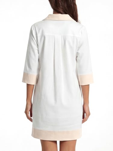 Image of Kedera Women Button Shirt Dress V Neck Short Sleeves Summer Casual Work Shift Tunic Dress with Pockets