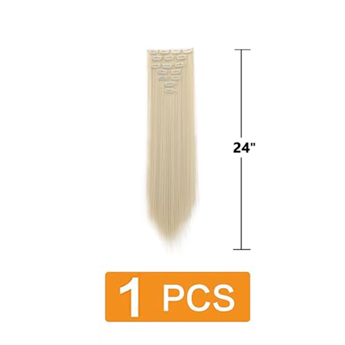 prinfantasy Blonde Hair Extensions Clip in Long Full Head High Temperature Synthetic Straight Thick Hairpieces for Women MW162 - Image 2