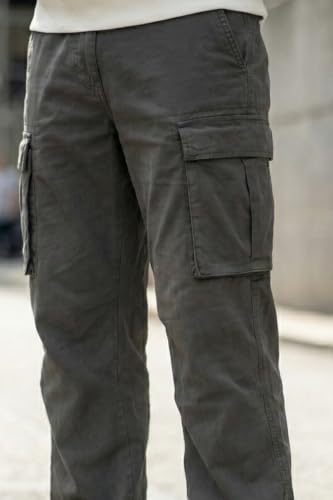 Image of Veirdo Men's Baggy Cargo Oversized Pants with Utility Pockets, Relaxed Loose Fit Street Style Trousers, All-Day Comfort, Perfect Casual Wear, Travel, (Size S to 2XL)