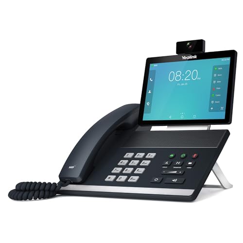 Yealink VP59 Smart Video IP Phone, 16 VoIP Accounts. 8-Inch Adjustable Color Touch Screen. Dual USB 2.0, 802.11ac Wi-Fi, Dual-Port Gigabit Ethernet, 802.3af PoE, Power Adapter Not Included (SIP-VP59)