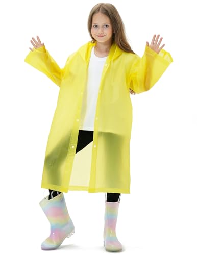 Image of 2 Pack Reusable Waterproof Raincoat EVA Emergency Rain Ponchos One Size Rain Jacket for Children, Boys and Girls