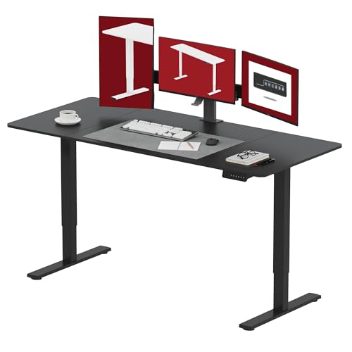 SANODESK Electric Standing Desk 71 x 32 Inches Height Adjustable Stand Up Ergonomic Computer Desk with Splice Board for Home Office, Black Frame + Black Tabletop