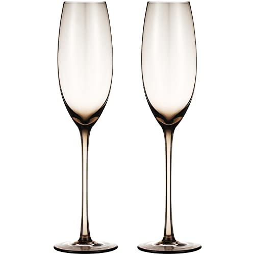 Berkware Set Of 4 Colored Glasses - Luxurious And Elegant Smoke Colored Glassware - Champagne Flutes #TOP14