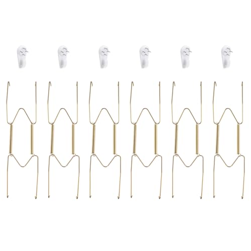 Image of uxcell 6pcs Plate Hanger, 8 Inch Stainless Steel Invisible Wall Plate Hangers with Wall Decorative Hooks and Tip Protector for Decorative Plates and Art