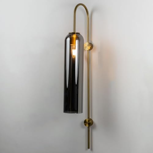 Image of Black Long Glass Wall Light | Mirror Black Copper Metal Wall Lamp Fixture | Decorative Lighting for Living Room Bedroom Dining Cafe Bar Restaurant | Modern Home Decor | Without Bulb