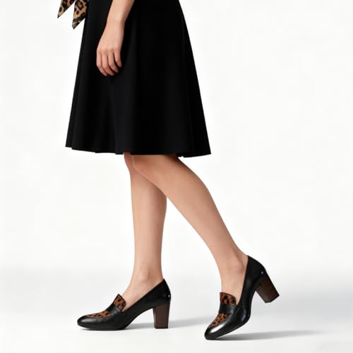 Image of SHODENSE Women Chunky Kitten Heel Pumps Shoes Round Closed Toe Slip On Suede Penny Loafers Matte Block Mid Heels Dress Loafer Almond Toe Comfort Oxford Shoes Office Work Classic Elegant 4-11 M US