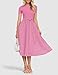 ZESICA Womens 2026 Summer Short Sleeve Midi Dresses Crewneck Knit Belted Pleated Business Work Cocktail A Line Flowy Dress Pink Large