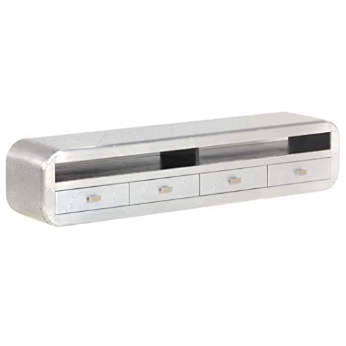 Meuble TV Aviator vintage en aluminium de style aviateur industriel style aviateur