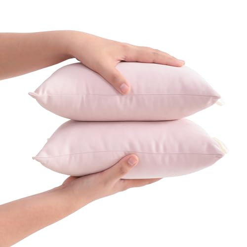 Image of FLXXIE Tiny Pillows, Down Alternative Microfiber 11x7 Inches Mini Pillow for Travel, Pets, Soft Machine Washable Small Pillows for Neck, Lumbar, Pink