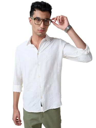 Image of Thomas Scott Mens Regular Fit Embroidered Full Sleeves Casual Shirt
