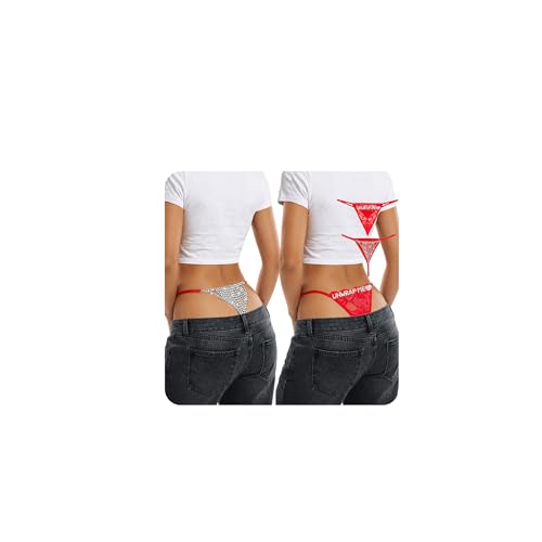 Image of Chain Thong Underwear for Women, Adjustable Rhinestone Panties