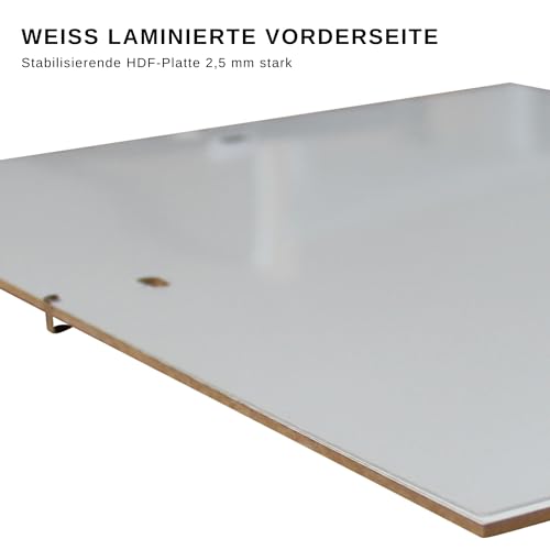 Infantasie 'N°1' Rahmenloser Bilderrahmen Cliprahmen 5 Stk. 21x29,7 cm (DIN A4) | Moderner Bildhalter für stilvolle Gallerie Präsentationen mit weiß laminierter MDF-Holz Rückwand und Acrylglasscheibe