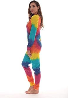 #followme Womens Henley Thermal Onesie Buffalo Plaid and Tie Dye