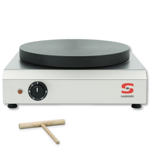 YOMMAK Crepera Electrica Profesional Sammic CE-135 | Sarten Crepes Acero Inoxidable sin Recubrimientos | Maquina Tortitas Pancakes Dinámica Para Uso Industrial o Doméstico | Panquequera Electrica