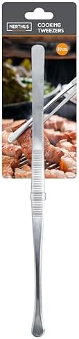 NERTHUS FIH 1473 Stainless Steel Straight Kitchen Tongs 30cm Precision Tool for Dressing, Grilling and Baking image 3