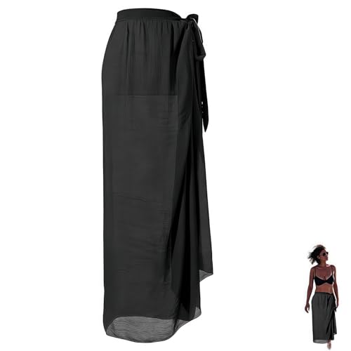 Pareo Damen Strand Lange Schwarz, Sarong Tuch Damen Wickelrock Strand...