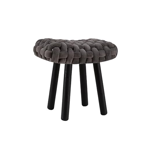 Taburete de tocador rectangular tapizado con patas de madera maciza para dormitorio 1