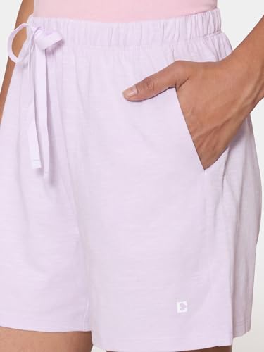 Image of Enamor Drawstring Mid Thigh Length Mid Rise Basic Shorts - Relaxed Fit, Super Soft Cotton - E062