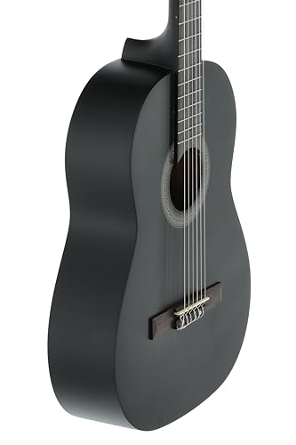 Juan Miguel Navarrez Konzertgitarre - klassische Gitarre - 4/4 schwarz - Starter Set - inkl. Tasche, Plektren, Buch, Stimmgerät