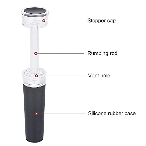 6 Pack Vacuum Wine Stopper, Reusable Silicone Caps, Air Remover Corks, Leakproof Wine Bottle Sealer for Wedding & Birthday Party
