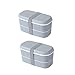 2 pack Microwavable 2Layer Lunch Box With Compartments Leakproof Bento Box Insulated Food Container With Chopsticks (2 layer Gray)