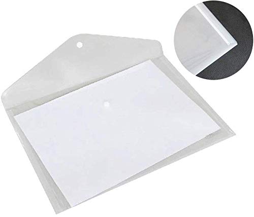 Image of Mgr Clear Envelope Folder and Thick Storage Bags with Snap Button Organizer for Documents and Business Cards - Pack of 12