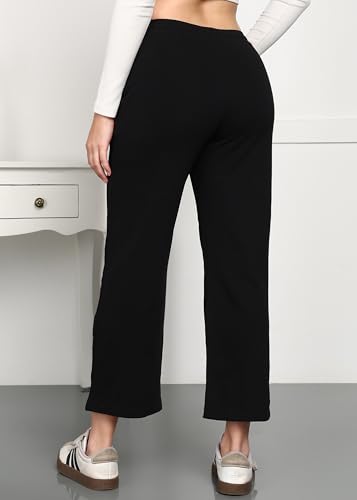 Image of Alan Jones Clothing Women's Relaxed Fit Mid Rise Solid Wide Legs Track Pant