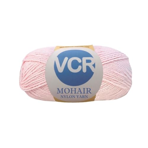 Image of VCR Mohair Nylon Light Pink Yarn, 100 Grams Hank, 196 Meters Length, Acrylic 75%, Mohair Nylon 25%, Pack of 1 Yarn, Soft Crosia Threads, Suitable for Winter Garments.