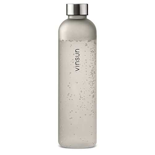 VINSUN Botella Agua 1 Litro - sin BPA, Tritan, Antigoteo, Ecologica - Cantimplora Reutilizable para Deporte, Gimnasio, Colegio, Bicicleta, Oficina, Senderismo