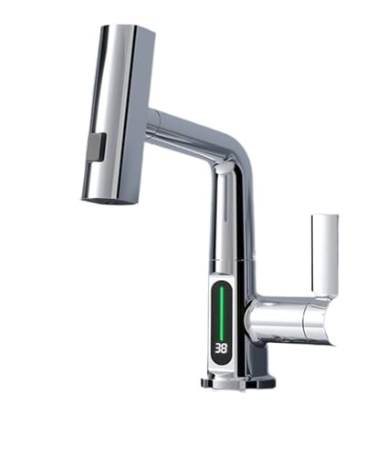 Robinet de cuisine mitigeur moderne avec douchette extractible et effet cascade d'évier