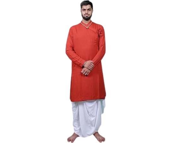 braj paridhaan Men’s Heritage Bhagalpuri Bagalbandhi Kurta (Red Ochre) | Traditional Ethnic Kurta for Wedding, Festival, Pooja & Cultural Wear-picture-29