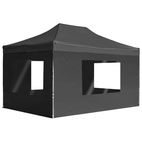 Tienda de campaña profesional, plegable, con paredes, aluminio, 4,5 x 3 m, color antracita, para jardín, patio, gazebo