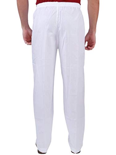 Image of Men Elastic 100% Cotton White Pyjama (Double stitching)