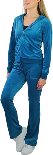 ToBeInStyle Women's Velour Tracksuit Zip-Up Hooded Jacket and Matching Pants3