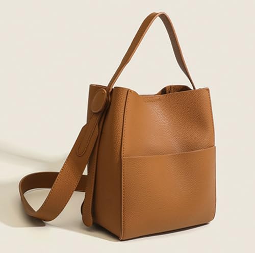 Image of Bucket Tote Purses for Women Designer PU Leather Shoulder Crossbody Bag Large Top Handle Satchel