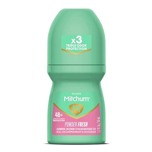 Mitchum Women’s Antiperspirant Deodorant, Roll-On Applicator, Powder Fresh Scent, 48HR Sweat & Odor Protection, Quick-Drying, Dermatologist Tested, 1.7 oz