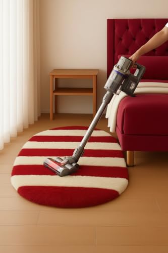 Image of Fluffy Silky Micro Fiber Polyster Carpet /Runner for Bedroom, Study Room, Playing Room, Guest Room ETC. 3x5 feet Feet, (red and Ivory new line)
