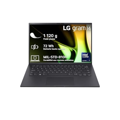 LG Electronics Gram (14Z90S-G.AA58F) Laptop | 14,0&prime; IPS Display | Core i5Ultra 5 125H | 16 GB RAM | 1 TB SSD | Integrated Arc | Windows 11 Home | AZERTY | Black |