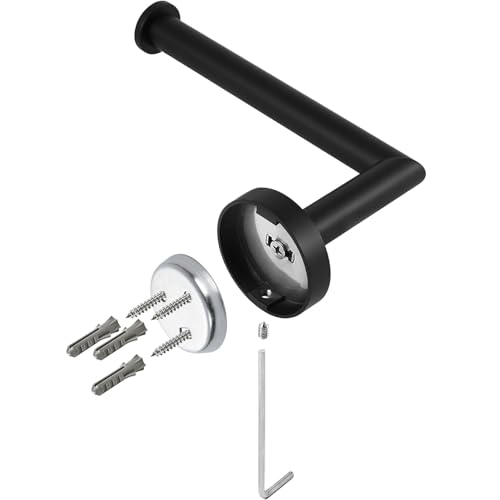 HITSLAM Black Toilet Roll Holder Wall Mounted SUS 304 Stainless Steel Matte Black Toilet Paper Holder Waterproof Rotateproof Tissue-Holder for Bathroom - 8