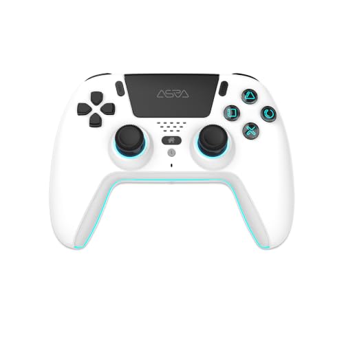 ASRVA White Wireless Pro Controller for P5, Hall Effect Joystick No Drift, 2 Back Paddles, Macro, Gyro, 1000mAh, RGB, Compatible with P5/Pro/Slim/PC/iOS/Android