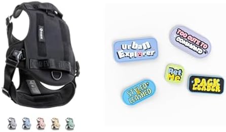 Fei & Eve Magease Dog Harness + Cute Funny Dog Patches (Black-S)