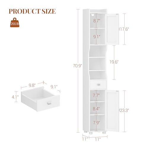 HEXCELEN Bathroom Storage Cabinet,Tall Bathroom Cabinet White by HEXCELEN - Used condition - Image 8