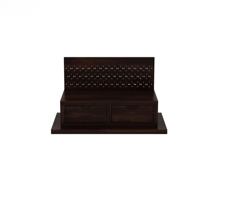 Image of MISAN Wooden Wall Mounted Temple, Traditional Indian Style, Sheesham Wood,Sheesham Wood Pooja Mandir for Home (A-Walnut)