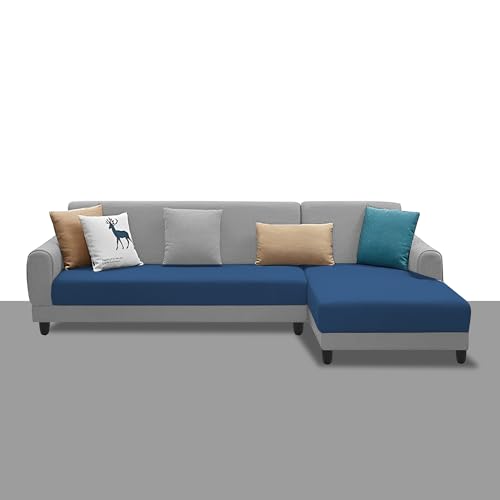 Image of Kraven RHS 6 Seater L Shape Sofa Set for Living Room (Blue Grey Fabric) Premium Fabric Sofa