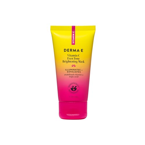 Derma E Vitamin C Even Tone Brightening Mask, 1.7 Fl Oz, Exfoliating Face Mask with Niacinamide, Kojic Acid & Ginger Root Extract, Helps Visibly Even Tone & Brighten Dull Skin for Radiant Glow
