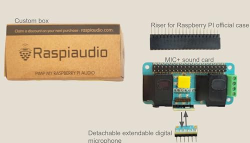 Image of RASPIAUDIO Audio DAC Hat Sound Card for Raspberry PI5 All Models Pi4 / Pi Zero / Pi3 / Pi3B / Pi3B+ / Better Quality Than USB (Mic+ V3)