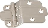Brushed Nickel Art Deco Offset Mount Cabinet Door Hinge | Pack of 2 | Hoosier Type Cabinets Reproduction Hardware | UA-202-HBN (1)