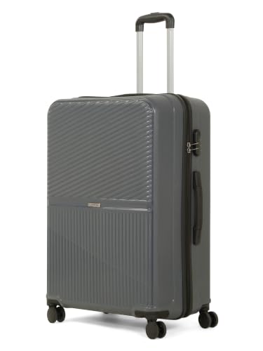 Image of Teakwood Set of 3 8 Wheels Trolley Bag, Hard Cabin with Zipper Closure, Adjustable Push Button & Cross Side Strap, Number Lock System 360 Degree (Set of 3, Grey)